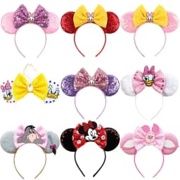 Fine Disney Pink Daisy Duck Bow Hairbands White Fluff Mickey Mouse Ear Headband for Adults Women Girls Hair Accessories Kid Gift