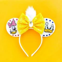 Fine Disney Pink Daisy Duck Bow Hairbands White Fluff Mickey Mouse Ear Headband for Adults Women Girls Hair Accessories Kid Gift