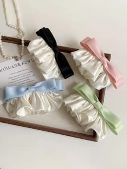 1pc sweet lace satin pleated bow hair clip, French elegant and versatile spring clip, fashion new contrast design spring clip