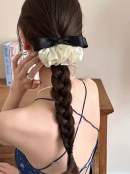 1pc sweet lace satin pleated bow hair clip, French elegant and versatile spring clip, fashion new contrast design spring clip