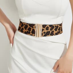 Fashion Elastic Leopard Wide Corset Belt Big Cummrebunds Designer Belts For Women High Quality Luxury Stretch Waistband Female