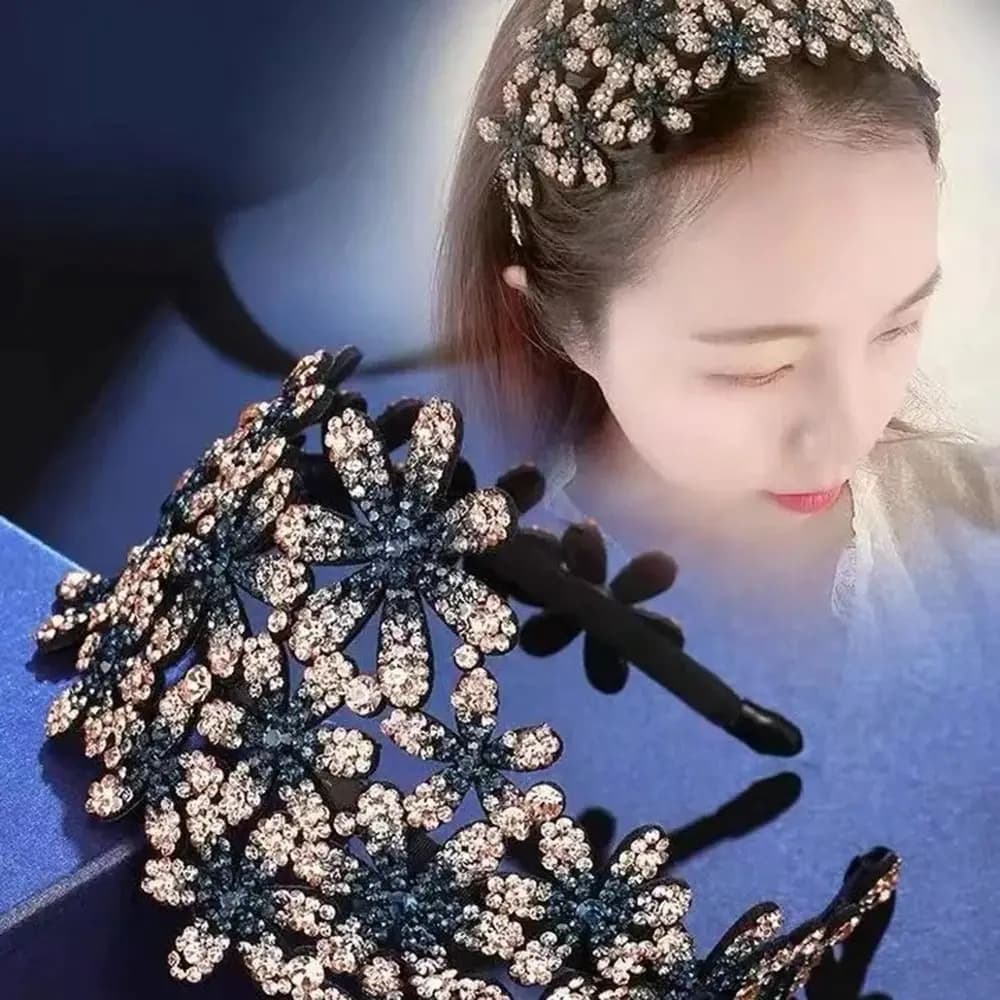 Elegant Crystal Rhinestone Hairband Flower Anti-slip Hair Claws Hair Clips for Girl Headband Hair Accessories