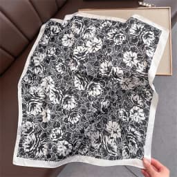 70cm Floral Printed Square Scarf - Lightweight Silk Fashion Accessory For Women, Elegant Neck Head Wrap Shaw