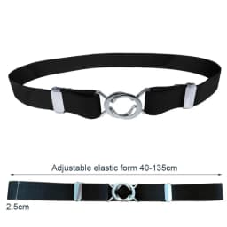 Women's Adjustable Elastic Stretch Belt with Metal Buckle 1 inch Wide Web Belt Waist Belts for Jeans Pants Dress Casual Belts