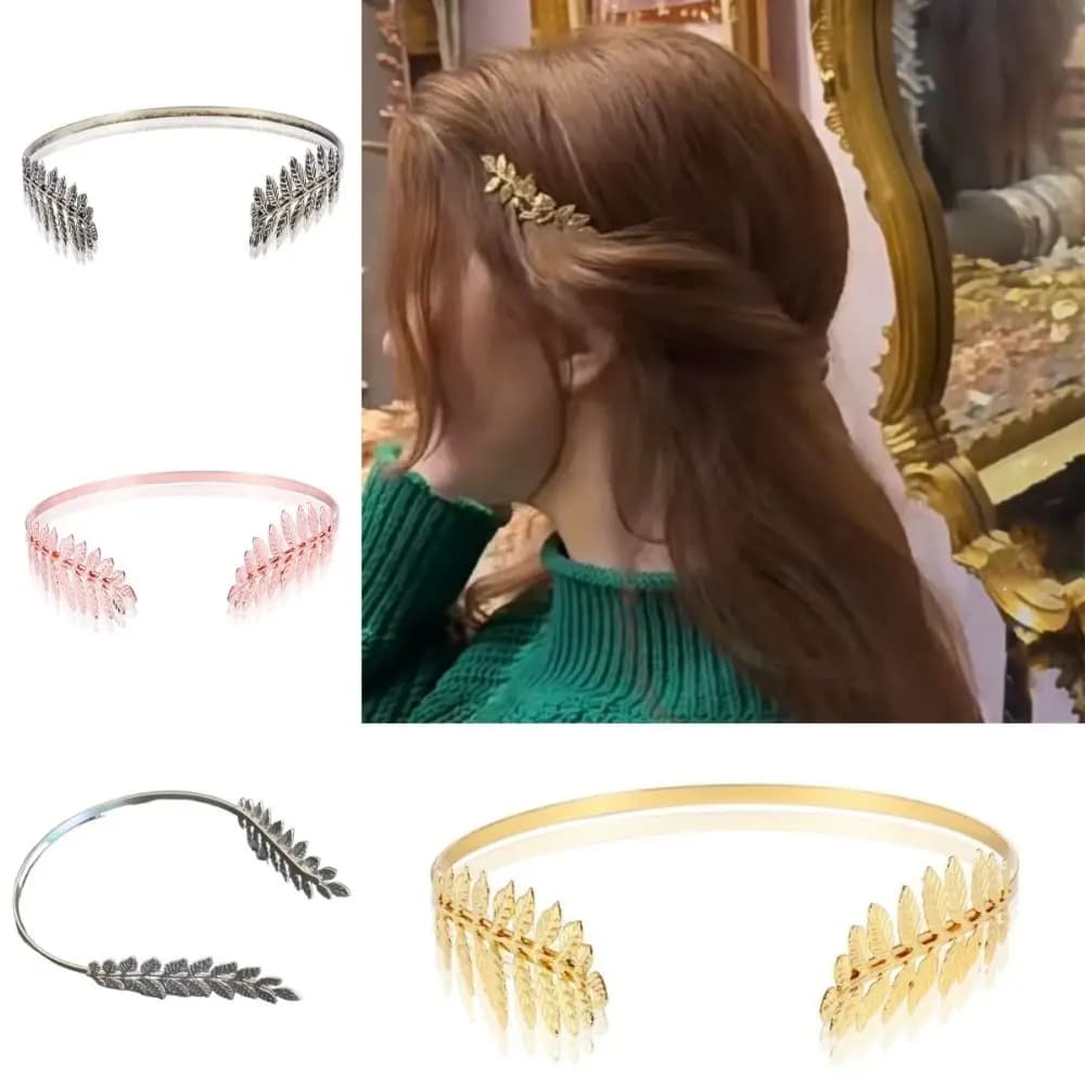 Fashion Olive leaves Back-worn Leaf Metal Headband Vintage Hair Accessories Bride Crown Wedding Headpieces for Women