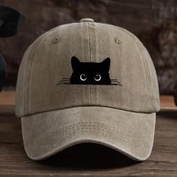Cute cat print adjustable baseball cap for men and women, casual wear for outdoor travel, sun shading duckbill cap