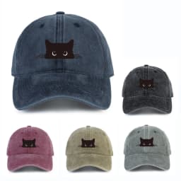 Cute cat print adjustable baseball cap for men and women, casual wear for outdoor travel, sun shading duckbill cap
