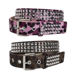 Punk Pink Fur Rivets For Women's Belt Hip Hop Y2k Girls Jeans Accessories Girdle Goth Retro Brown Pin Buckle Pu Waistband