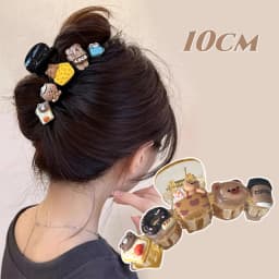 10/11cm Large Hair Claw For Women Lovely Cartoon Bear Cat Element Shark Hair Gripper Summer Outdoor Plastic Geometric Hair Clip
