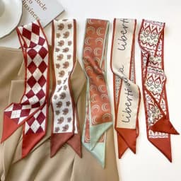 White and tender light-colored small silk scarves for Women, Lightweight Versatile Bandana Style, Daily Office Party Vacation
