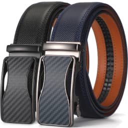 Automatic Buckle Ratchet Belt for Men Black/Blue Carbon Fiber Pattern Belts Male Leather Mens Waist Strap Formal Luxury Brands