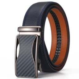 Automatic Buckle Ratchet Belt for Men Black/Blue Carbon Fiber Pattern Belts Male Leather Mens Waist Strap Formal Luxury Brands