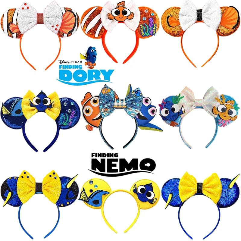 Disney Finding Nemo Headbands For Women Cartoon Clownfish Dory Hairband Kids Mickey Ears Hair Accessories Girl Festival Headwear