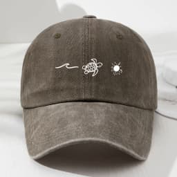 Wave turtle sun printed baseball cap,retro style for men and women,fashionable outdoor sun shading and adjustable sun protection