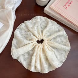 26CM Lace Pleated Large Intestine Hair Band Double Layer Oversized Premium Hair Rope Rubber Band Headdress
