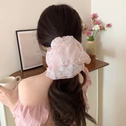 26CM Lace Pleated Large Intestine Hair Band Double Layer Oversized Premium Hair Rope Rubber Band Headdress