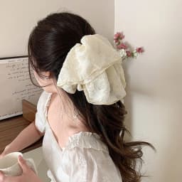 26CM Lace Pleated Large Intestine Hair Band Double Layer Oversized Premium Hair Rope Rubber Band Headdress