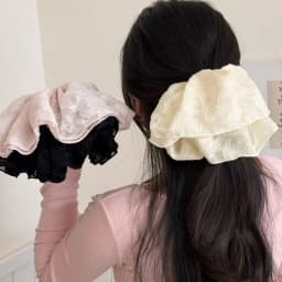 26CM Lace Pleated Large Intestine Hair Band Double Layer Oversized Premium Hair Rope Rubber Band Headdress