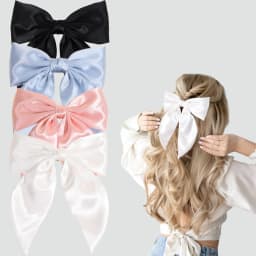 Chiffon Bow Hair Clip Women Medium Bowknot Satin Hairpin Barrettes Girls Solid Color Ponytail Hair Accessories Headwear Gift