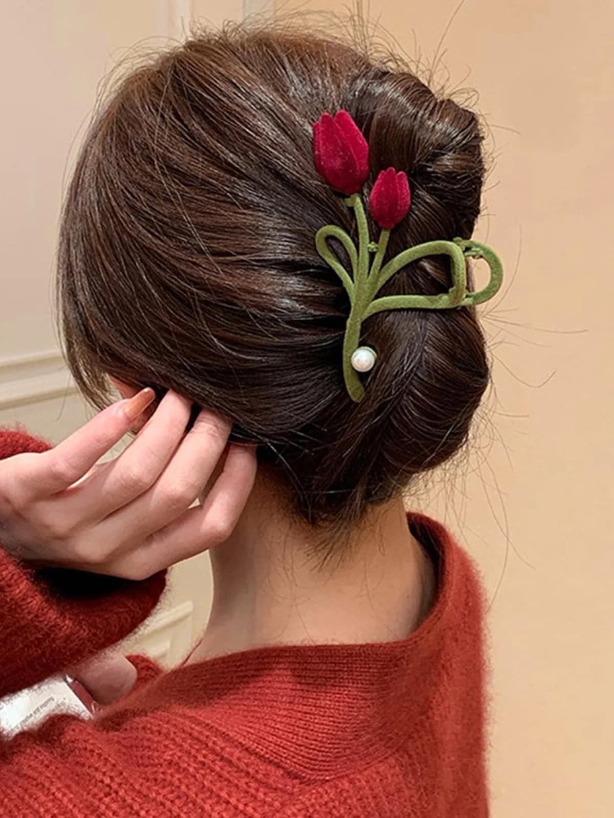 1Pcs Fashion Velvet Tulip Flower Hair Claws For Women Girls Hair Accessories