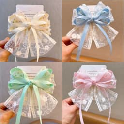 1 Pcs Women's Hair Clips Floral Bow Cute Kawaii Sweet Girl's Barrettes Ribbon Lace Fashionable Trendy  Hair Accessories Children