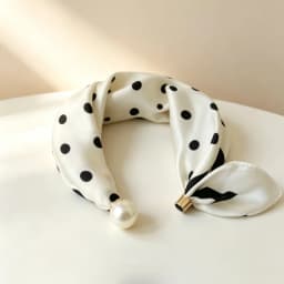 Women Satin Neck Scarf Choker, Black White Striped Small Scarf with Magnetic Big Pearl Buckle, Elegant Decorative Neck Band Acce