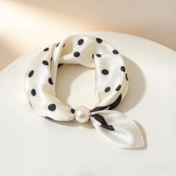 Women Satin Neck Scarf Choker, Black White Striped Small Scarf with Magnetic Big Pearl Buckle, Elegant Decorative Neck Band Acce