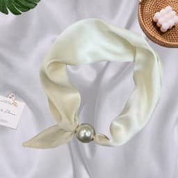 Women Satin Neck Scarf Choker, Black White Striped Small Scarf with Magnetic Big Pearl Buckle, Elegant Decorative Neck Band Acce