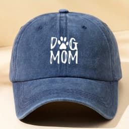 Classic washed retro dog mom printed baseball cap, outdoor casual sports sun hat, adjustable soft top duckbill cap