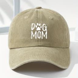 Classic washed retro dog mom printed baseball cap, outdoor casual sports sun hat, adjustable soft top duckbill cap