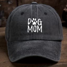 Classic washed retro dog mom printed baseball cap, outdoor casual sports sun hat, adjustable soft top duckbill cap