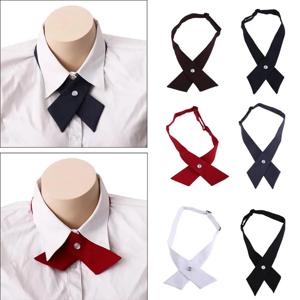 Wedding Business for School Costume Ribbon Tie Solid Color Shirt Accessory Uniform Cravat Neck Ties JK Bow Tie Cross Bow Tie