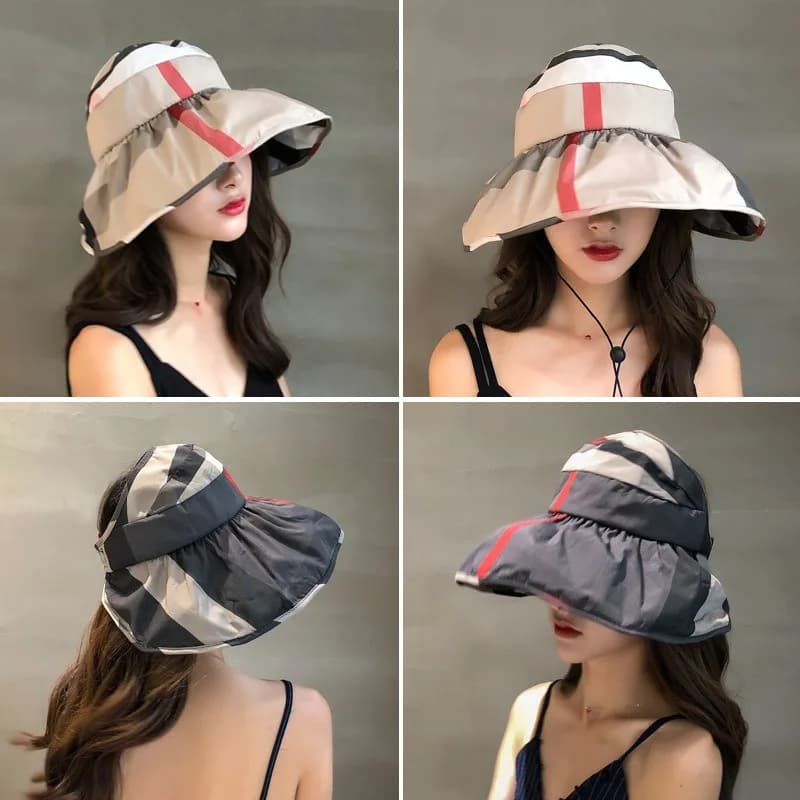 Sun Hat Women's Summer Korean Version Sun Protection Hat Empty Top Sun Hat Face Cover Outside The Beach Folding Sun Hat
