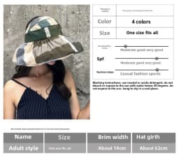 Sun Hat Women's Summer Korean Version Sun Protection Hat Empty Top Sun Hat Face Cover Outside The Beach Folding Sun Hat