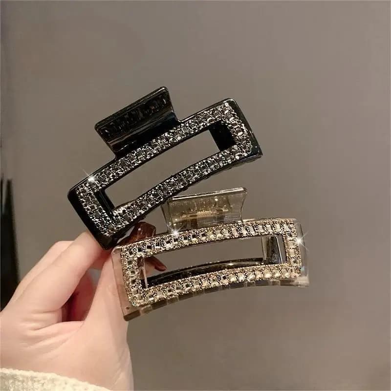 Fashionable Edging Rhinestone Square Simple High-Grade Sense Of Hair Clip For Women