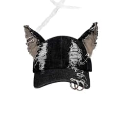 Rabbit Eared Cowboy Ripped Baseball Cap Dark Punk Hottie Photos Peaked Cap