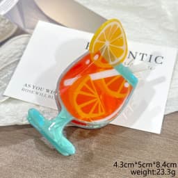 1pc Goblet Cocktail Grab Clip, Hawaii Summer Beach Iced Tea, Orange Soda, Coffe Novel Creative Drink Large Hair Clip Shark Clip