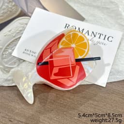 1pc Goblet Cocktail Grab Clip, Hawaii Summer Beach Iced Tea, Orange Soda, Coffe Novel Creative Drink Large Hair Clip Shark Clip
