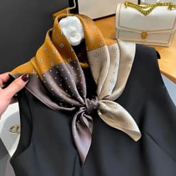 Tree Oil Painting Print Neckerchief Classic Imitation Silk Square Scarf Breathable Bandana Head Wrap Hair Accessories