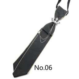 2025 New Luxury Ribbon Neckties Crystal Rhinestone Black Navy Ties For Men Women Brooch Lazy-ties School Uniform Collar Cravat