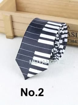 Classic Musical Notes Tie Neck Mens Skinny 5cm Zipper Neckties Red Black Blue White Color Slim Narrow Entertainment Party