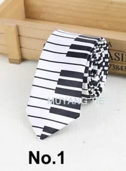 Classic Musical Notes Tie Neck Mens Skinny 5cm Zipper Neckties Red Black Blue White Color Slim Narrow Entertainment Party