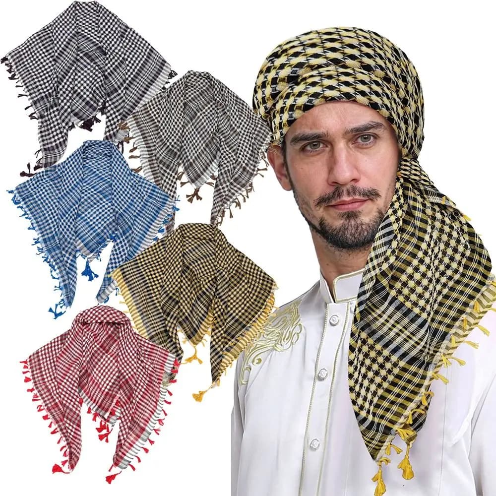 New Large Arab Shemagh Headscarf with Tassel Costume Desert Scarf Head Neck Face Wrap for Men Women