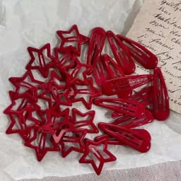 10 Pcs/Lot New Red Star Snap Clip for Girl Waterdrop Barrettes Black Hairpin Women Silver Hair Clip Accessories Kawaii Clip