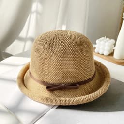 Casual Knitted Cotton Linen Bucket Hat Women's Fashionable Korean Style Curly Fisherman Cap Short Brim Versatile Leisure...