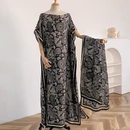NEW Fashion Summer Dress With Big Scarf Dubai Turkey Kaftan Muslim Loose Abaya Women African Casual Maxi Peacock Shawl Robe