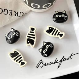2pcs Cute cartoon black cat, small fish duckbill clip, hairpin hair accessory, sweet wind, forehead hair clip, edge clip