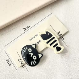 2pcs Cute cartoon black cat, small fish duckbill clip, hairpin hair accessory, sweet wind, forehead hair clip, edge clip