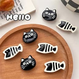 2pcs Cute cartoon black cat, small fish duckbill clip, hairpin hair accessory, sweet wind, forehead hair clip, edge clip