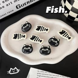 2pcs Cute cartoon black cat, small fish duckbill clip, hairpin hair accessory, sweet wind, forehead hair clip, edge clip